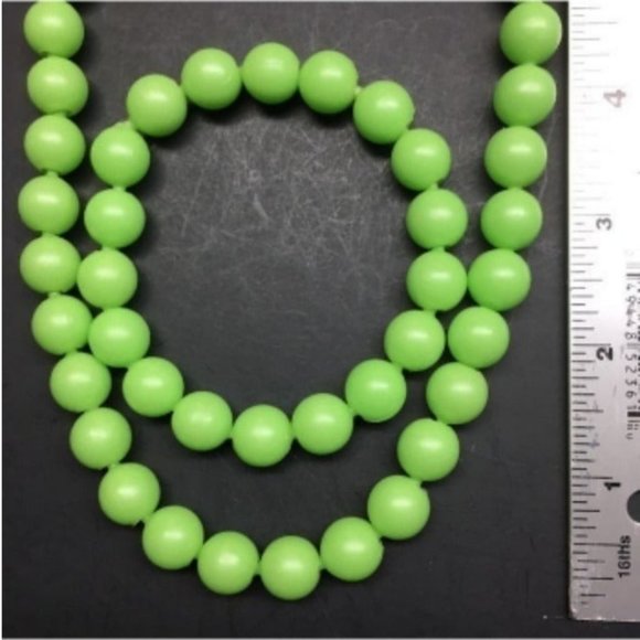 VTG Pop Bead Necklace Bracelet Light Green Round Adjustable Retro - Picture 4 of 6